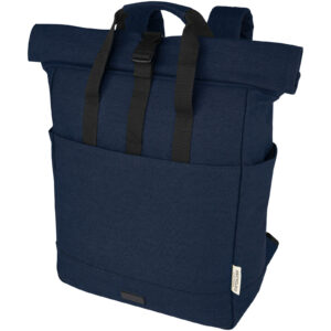 Sac à dos pour ordinateur portable Joey de 15 L en toile recyclée GRS 15 pouces avec dessus enroulable