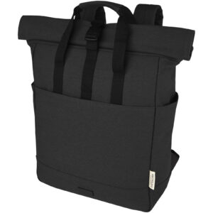 Sac à dos pour ordinateur portable Joey de 15 L en toile recyclée GRS 15 pouces avec dessus enroulable – vue 3