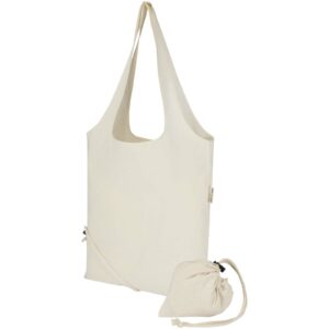 Sac fourre-tout pliable en coton recyclé GRS « Madras Blend » 140 g/m², 7 L – vue 3