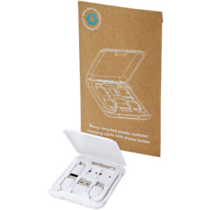 Câble de recharge modulaire en plastique recyclé Savvy avec support de téléphone – vue 2