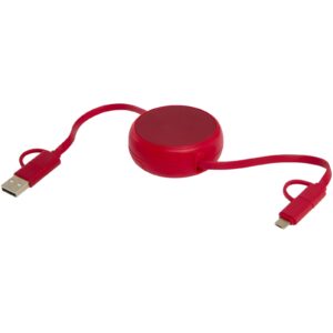 Câble rétractable 5 en 1 Alasia de 100 cm en plastique recyclé et aluminium pour la synchronisation des données et la charge – vue 2