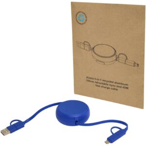 Câble rétractable 5 en 1 Alasia de 100 cm en plastique recyclé et aluminium pour la synchronisation des données et la charge – vue 3