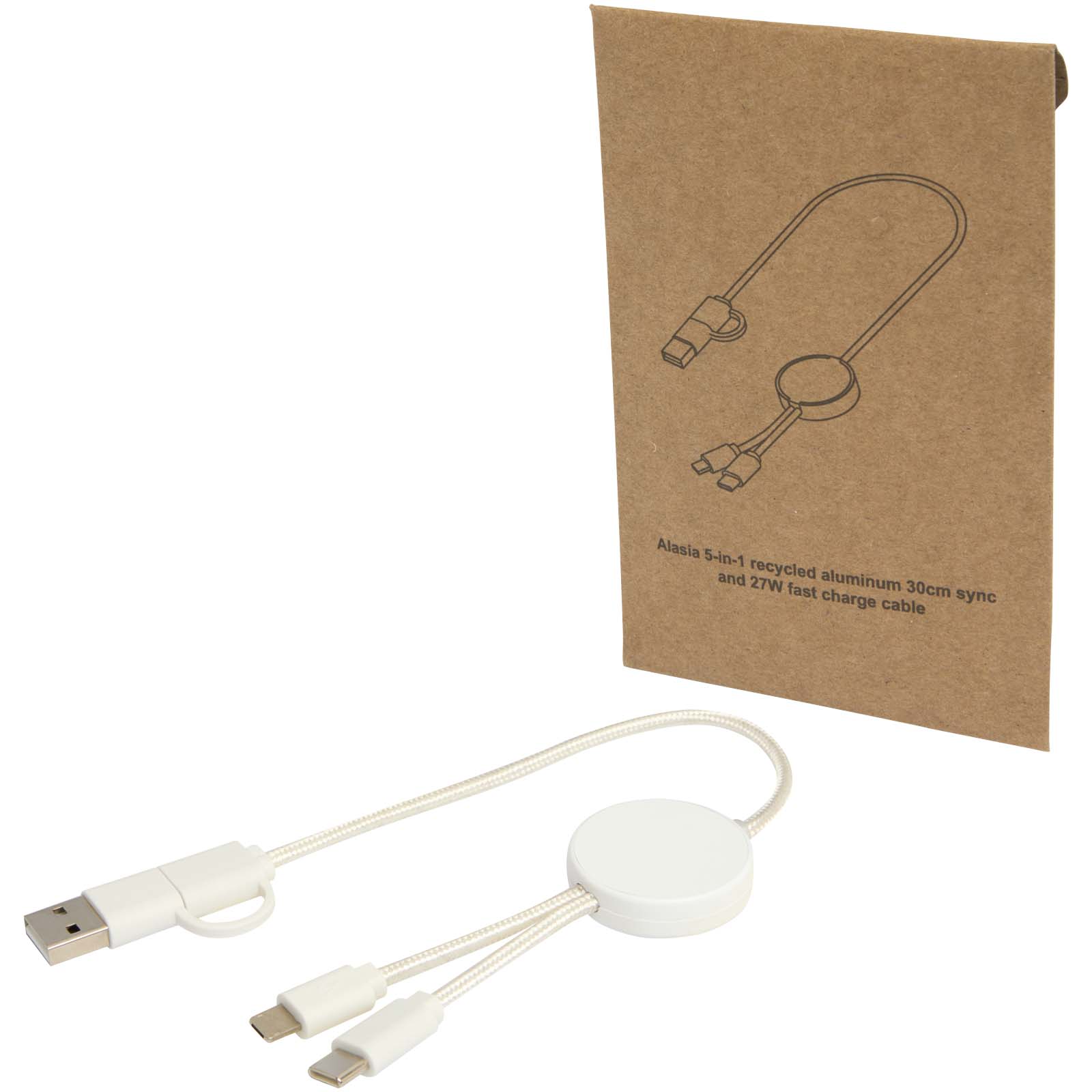 Câble 5 en 1 Citala en plastique recyclé de 30 cm pour la synchronisation des données et la charge rapide de 27 W Câble 5 en 1 Citala en plastique recyclé de 30 cm pour la synchronisation des données et la charge rapide de 27 W