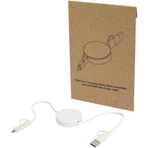 Câble rétractable 5 en 1 Citala en plastique recyclé de 90 cm pour la synchronisation des données et la charge rapide de 40 W