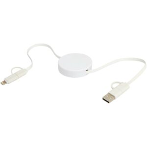 Câble rétractable 5 en 1 Citala en plastique recyclé de 90 cm pour la synchronisation des données et la charge rapide de 40 W – vue 2
