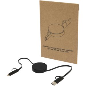 Câble rétractable 5 en 1 Citala en plastique recyclé de 90 cm pour la synchronisation des données et la charge rapide de 40 W – vue 3