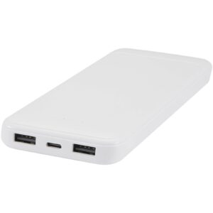 Batterie de secours Adhil de 10 000 mAh et 10 W en plastique recyclé avec 2 câbles intégrés – vue 2