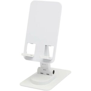 Support de téléphone Alhena pliable en plastique recyclé avec support de bureau en métal – vue 2