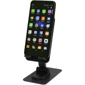 Support de téléphone Alhena pliable en plastique recyclé avec support de bureau en métal – vue 3