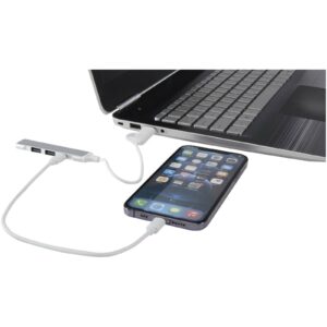 Hub USB-A et Type-C Alkaid à 4 ports en aluminium recyclé avec double entrée – vue 2