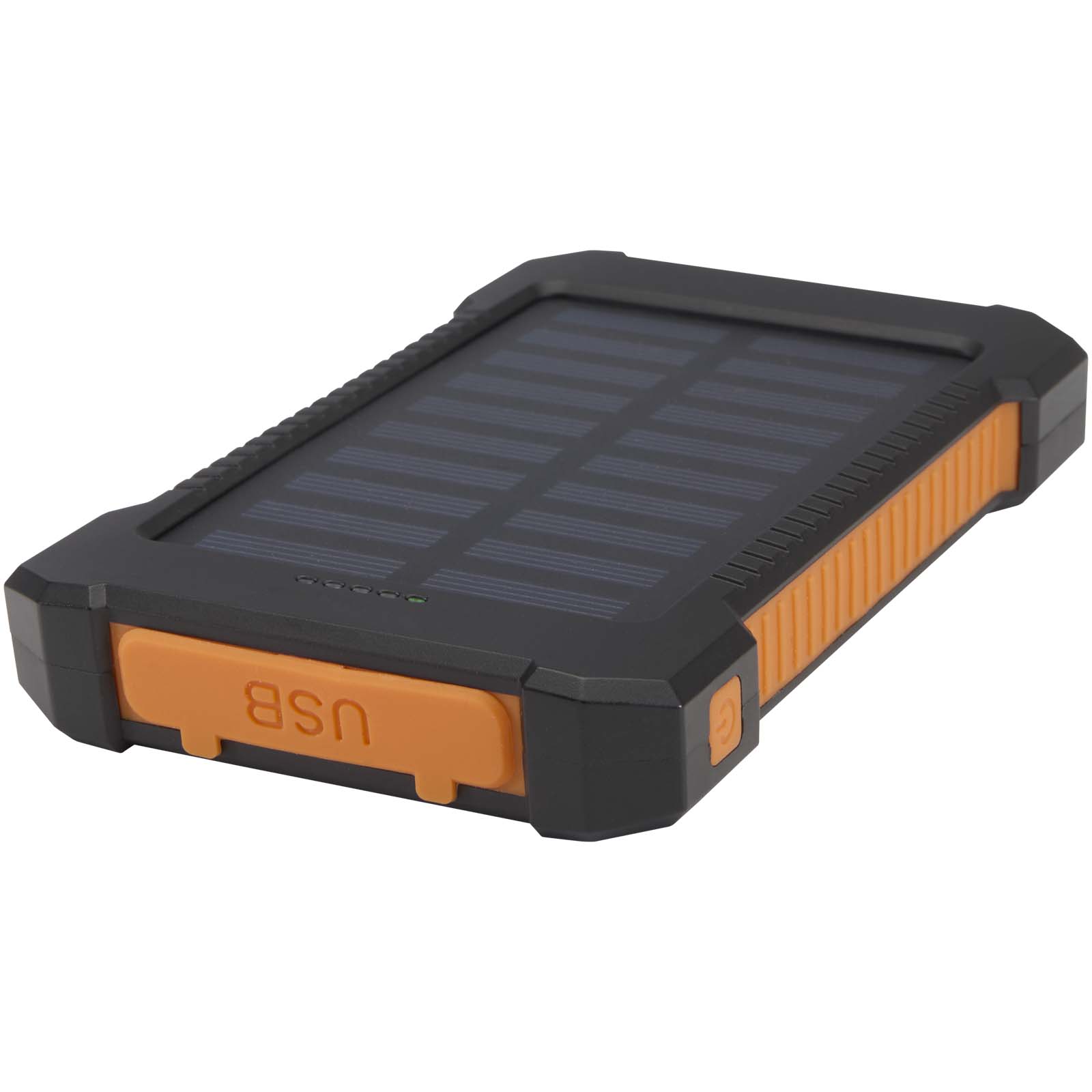 Batterie de secours solaire Altair robuste de 5 000 mAh et 10 W en plastique recyclé avec lampe de poche intégrée Batterie de secours solaire Altair robuste de 5 000 mAh et 10 W en plastique recyclé avec lampe de poche intégrée – vue 2