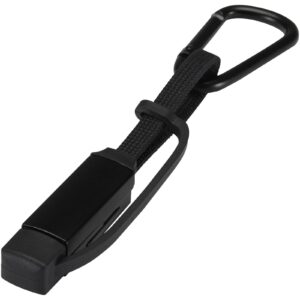 Câble de recharge Algieba 65 W 3-en-1 en aluminium recyclé avec mousqueton – vue 2