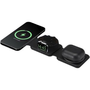Chargeur sans fil pliable Armus 3 en 1 de 15 W en plastique recyclé – vue 3