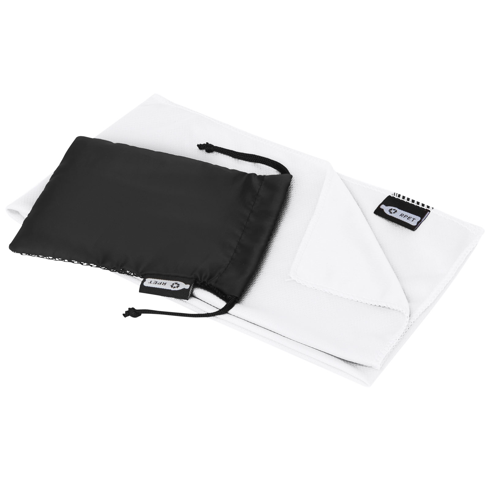 Serviette de sport rafraîchissante en PET recyclé Raquel avec pochette 80 x 30 cm Serviette de sport rafraîchissante en PET recyclé Raquel avec pochette 80 x 30 cm