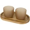 Plateau de service en bois et tasses en verre Male en finition mate