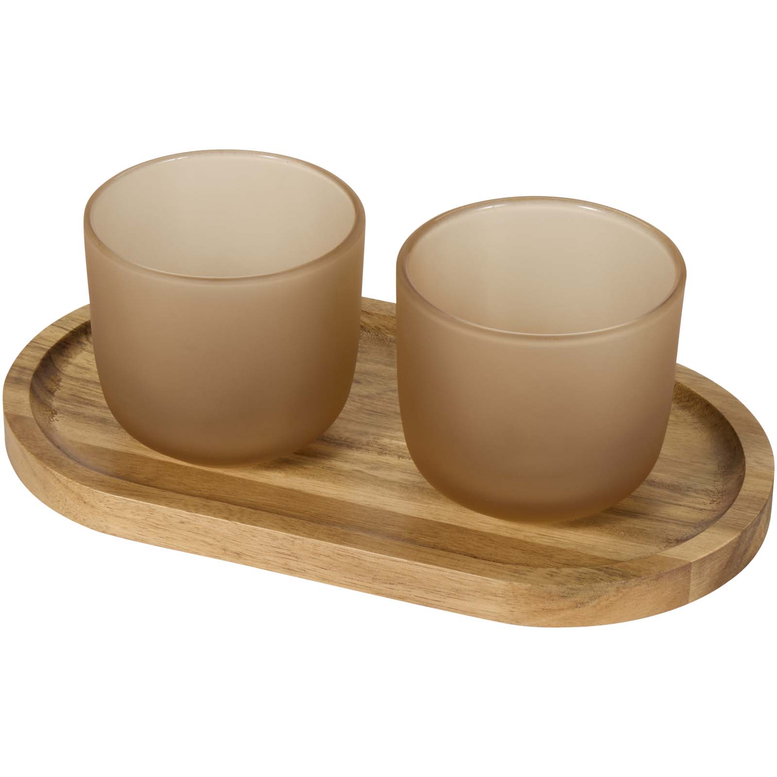 Plateau de service en bois et tasses en verre Male en finition mate Plateau de service en bois et tasses en verre Male en finition mate