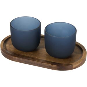 Plateau de service en bois et tasses en verre Male en finition mate – vue 3