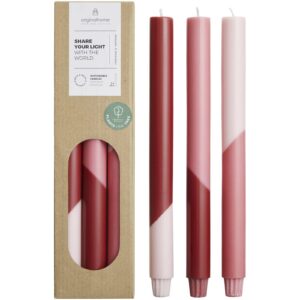 Bougies à rayures diagonales Originalhome Eden par lot de 3