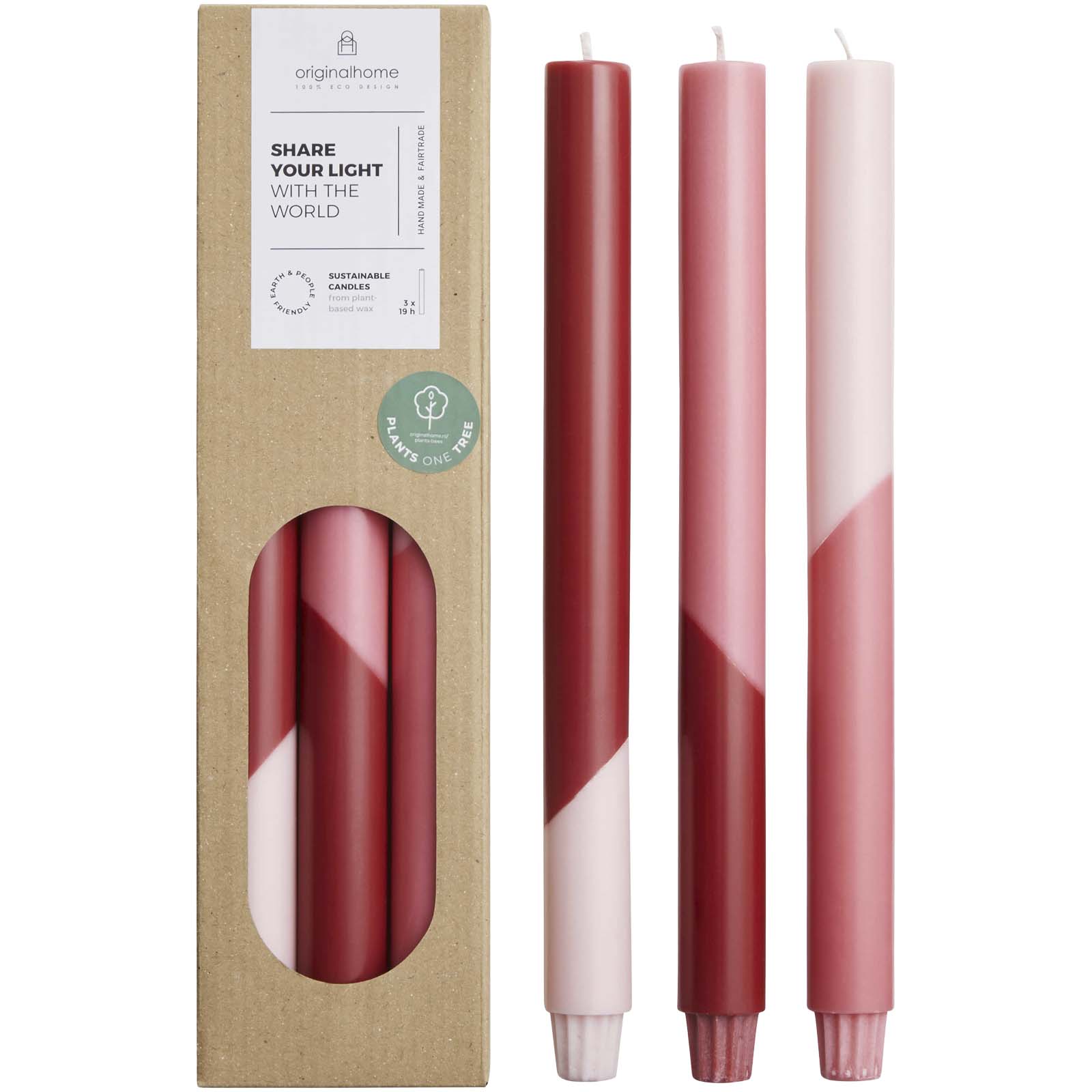 Bougies à rayures diagonales Originalhome Eden par lot de 3 Bougies à rayures diagonales Originalhome Eden par lot de 3