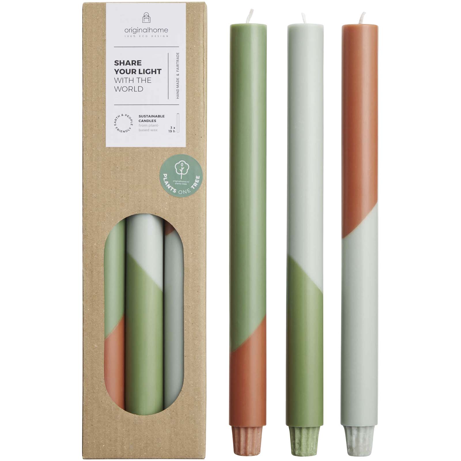 Bougies à rayures diagonales Originalhome Eden par lot de 3 Bougies à rayures diagonales Originalhome Eden par lot de 3 – vue 3