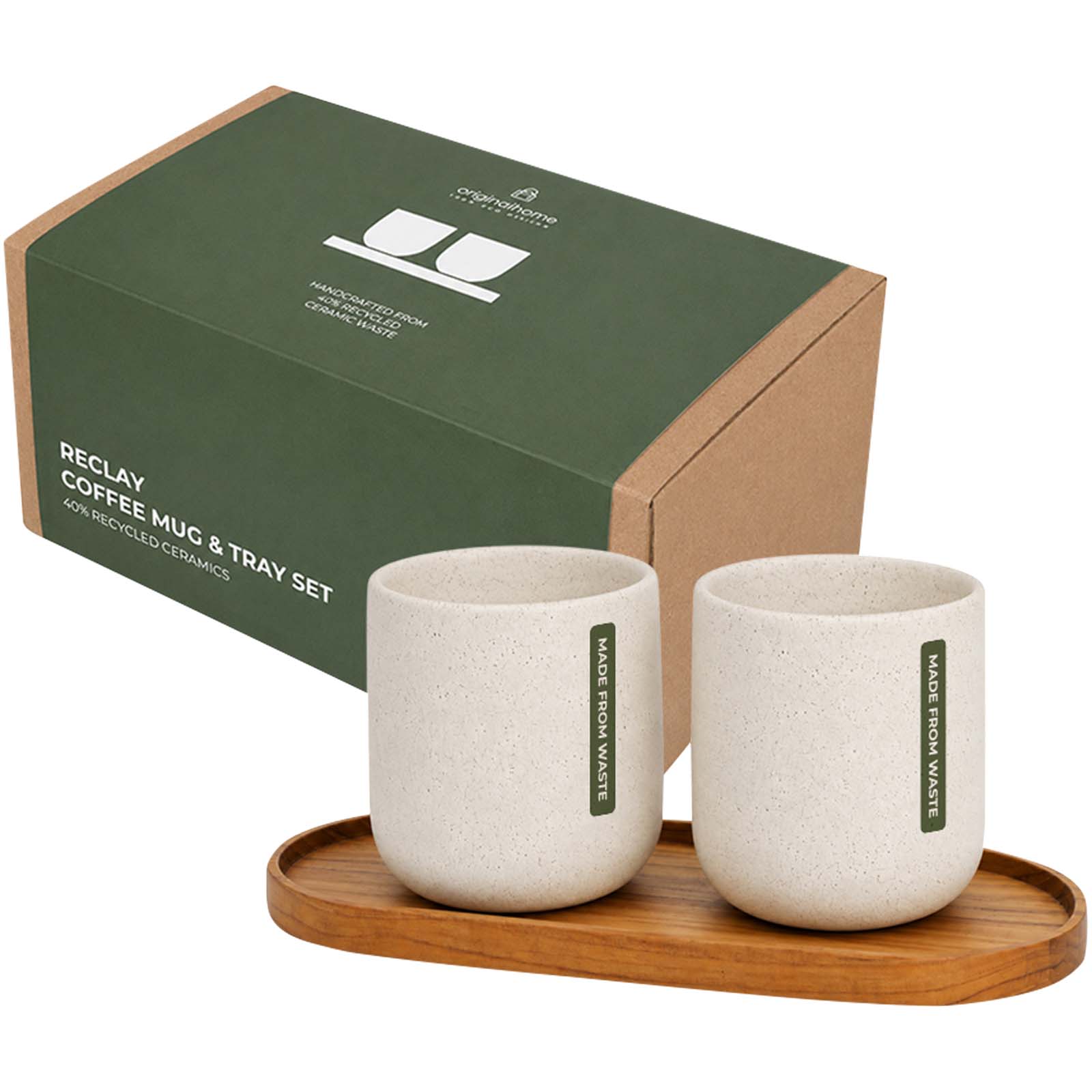 Ensemble Originalhome composé d’un plateau ovale en bois et d’un mug en céramique de 150 ml Ensemble Originalhome composé d’un plateau ovale en bois et d’un mug en céramique de 150 ml