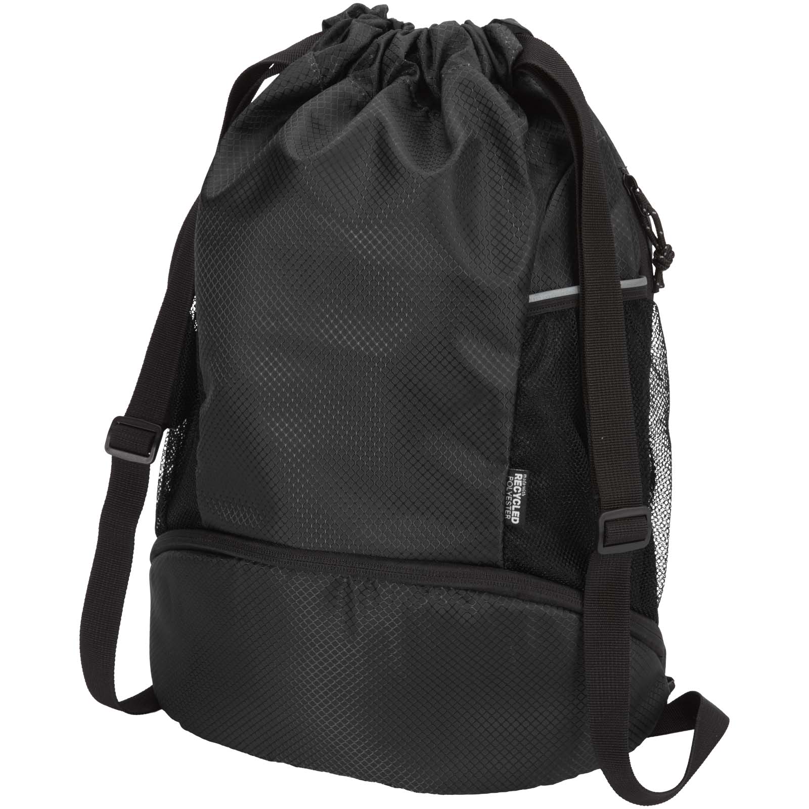 Sac de sport Varyon à cordon en matériaux recyclés certifiés GRS avec compartiment inférieur de 18 L Sac de sport Varyon à cordon en matériaux recyclés certifiés GRS avec compartiment inférieur de 18 L – vue 4