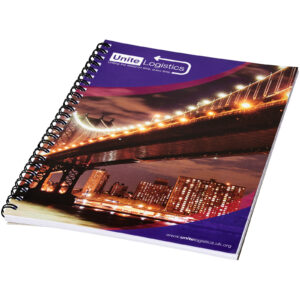 Carnet de notes à spirales A4 Desk-Mate® avec couverture arrière imprimée – vue 3