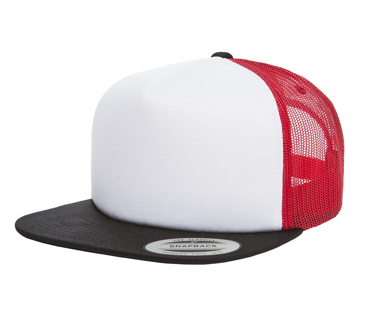 Casquette américaine visière plate Flexfit Foam Trucker With White Front Casquette américaine visière plate Flexfit Foam Trucker With White Front
