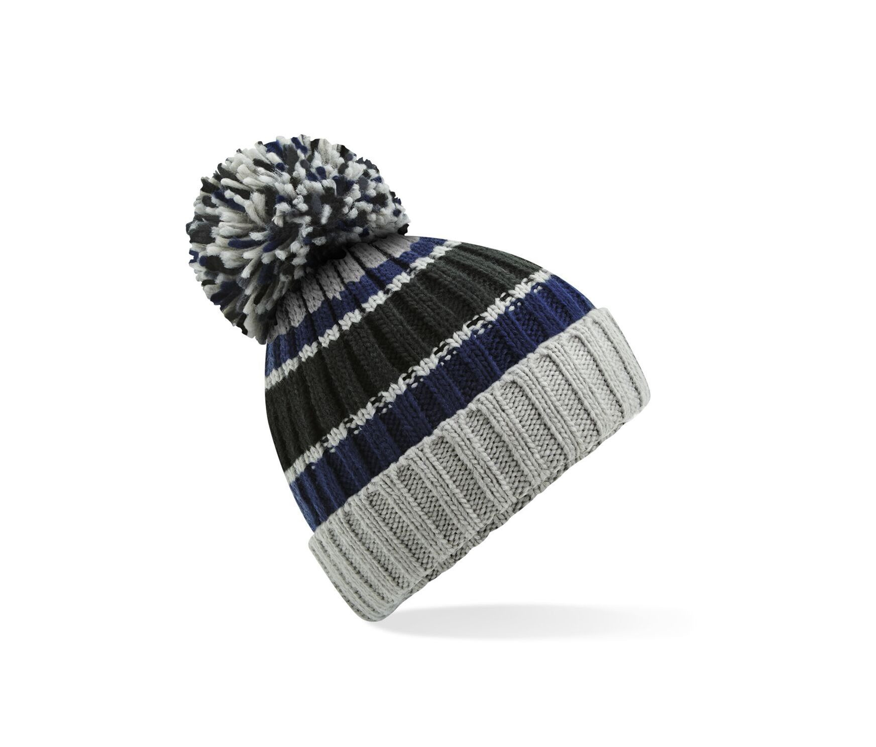 Bonnet rayé avec pompon Beechfield Hygge Striped Beanie Bonnet rayé avec pompon Beechfield Hygge Striped Beanie – vue 2