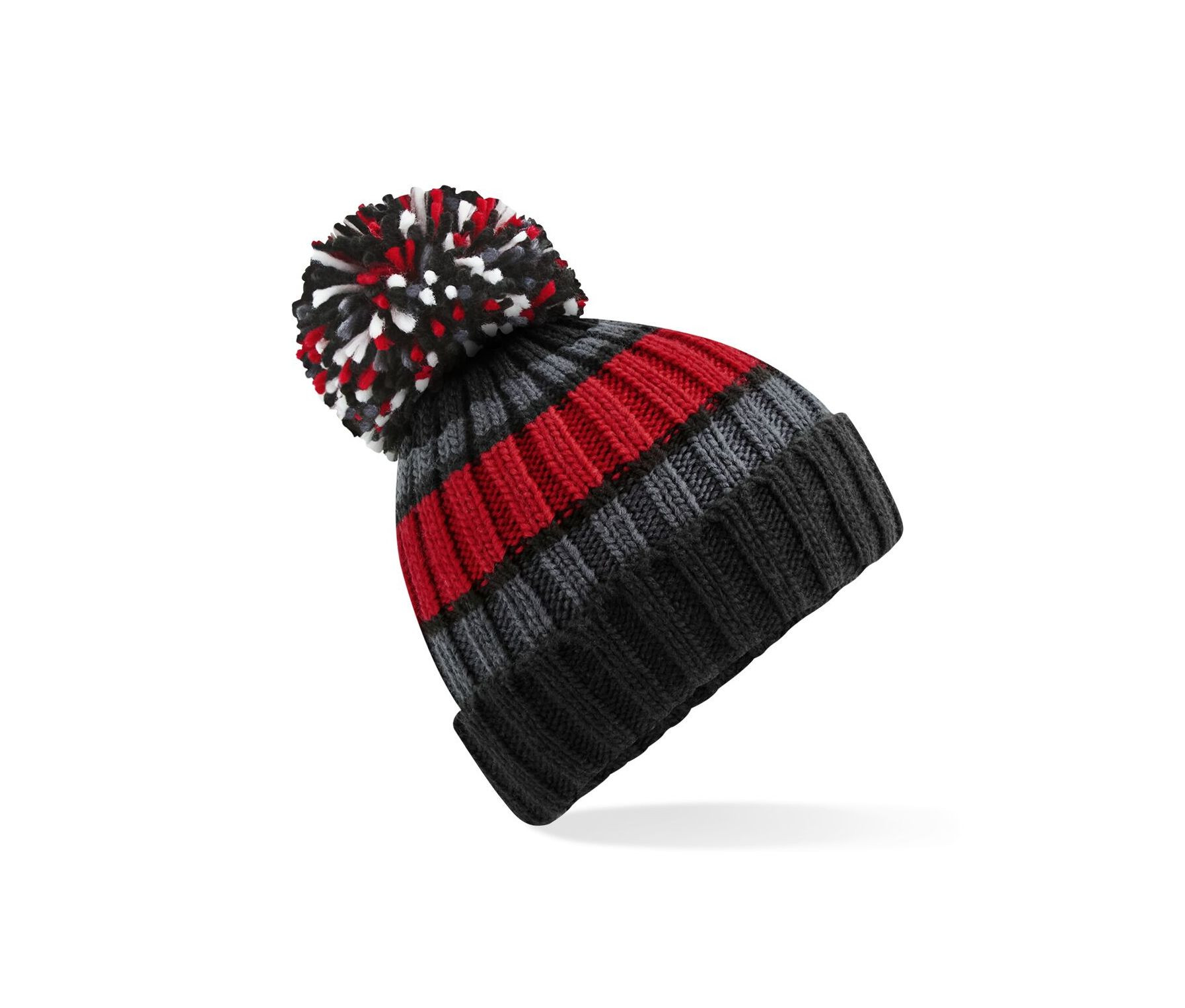 Bonnet rayé avec pompon Beechfield Hygge Striped Beanie Bonnet rayé avec pompon Beechfield Hygge Striped Beanie – vue 3