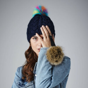 Bonnet Porte-clés Pop Pom en fourrure Beechfield Faux Fur Key Ring