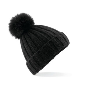 Bonnet Verbier grosse maille Pop Pom Beechfield Faux Fur Chunky Beanie – vue 2