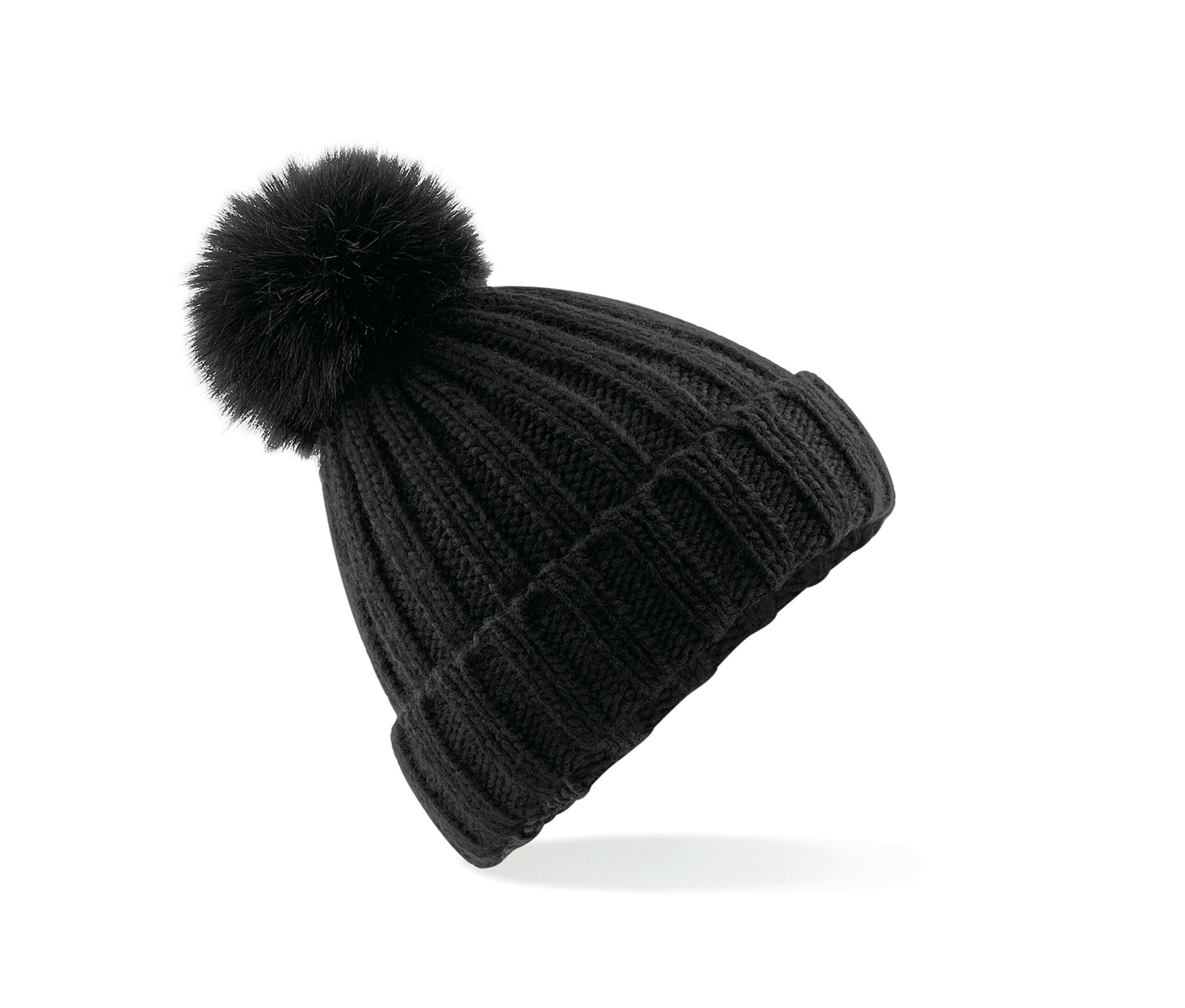 Bonnet Verbier grosse maille Pop Pom Beechfield Faux Fur Chunky Beanie Bonnet Verbier grosse maille Pop Pom Beechfield Faux Fur Chunky Beanie – vue 2