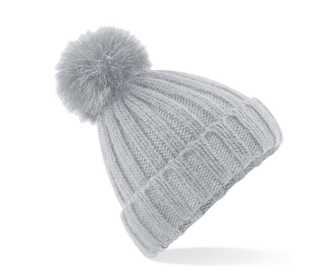 Bonnet Verbier grosse maille Pop Pom Beechfield Faux Fur Chunky Beanie Bonnet Verbier grosse maille Pop Pom Beechfield Faux Fur Chunky Beanie – vue 3