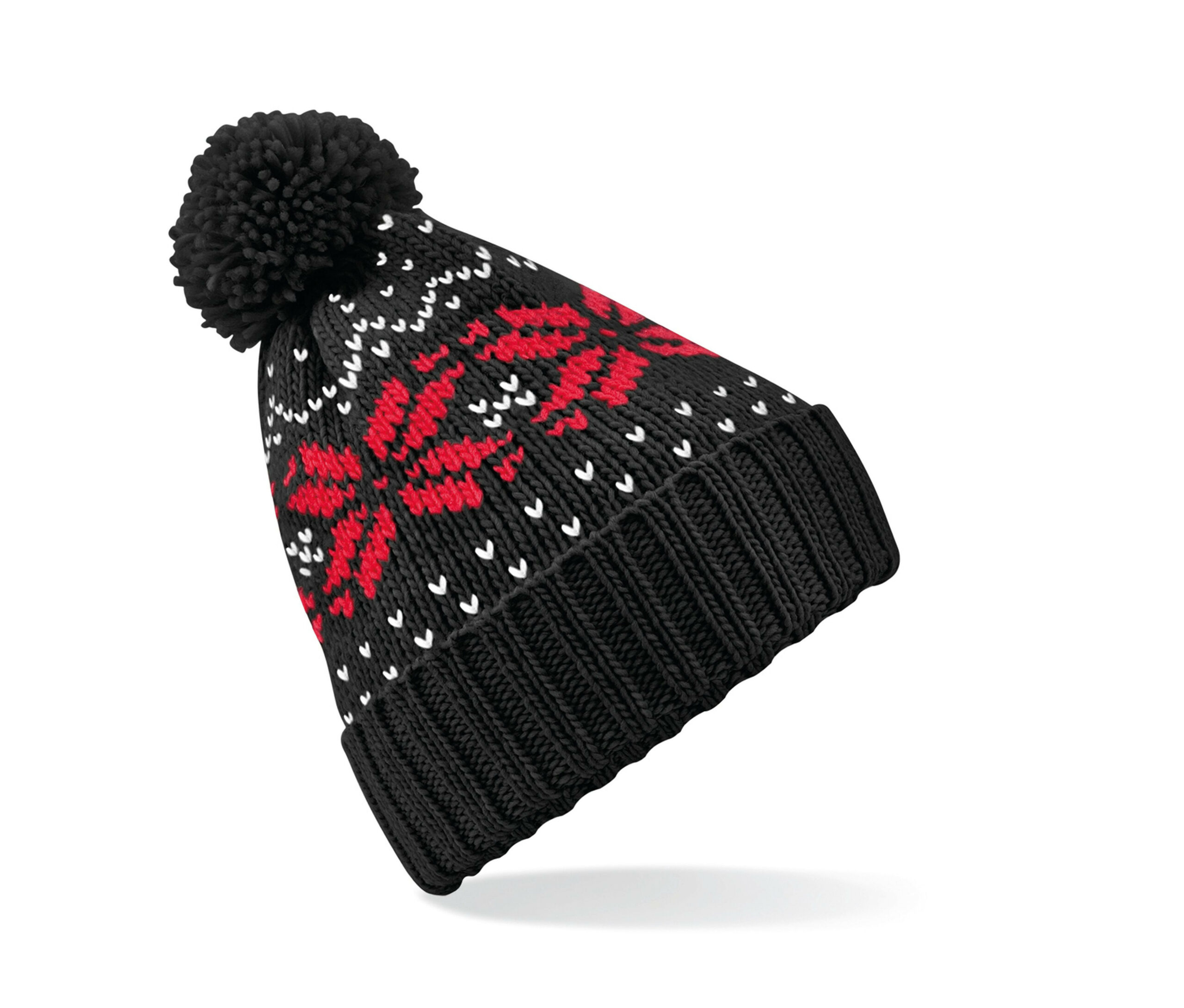 Bonnet avec pompon Beechfield Fair Isle Snowstar Beanie Bonnet avec pompon Beechfield Fair Isle Snowstar Beanie – vue 3