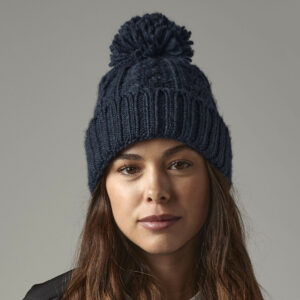Bonnet en laine Beechfield Cable Knit Melange Beanie