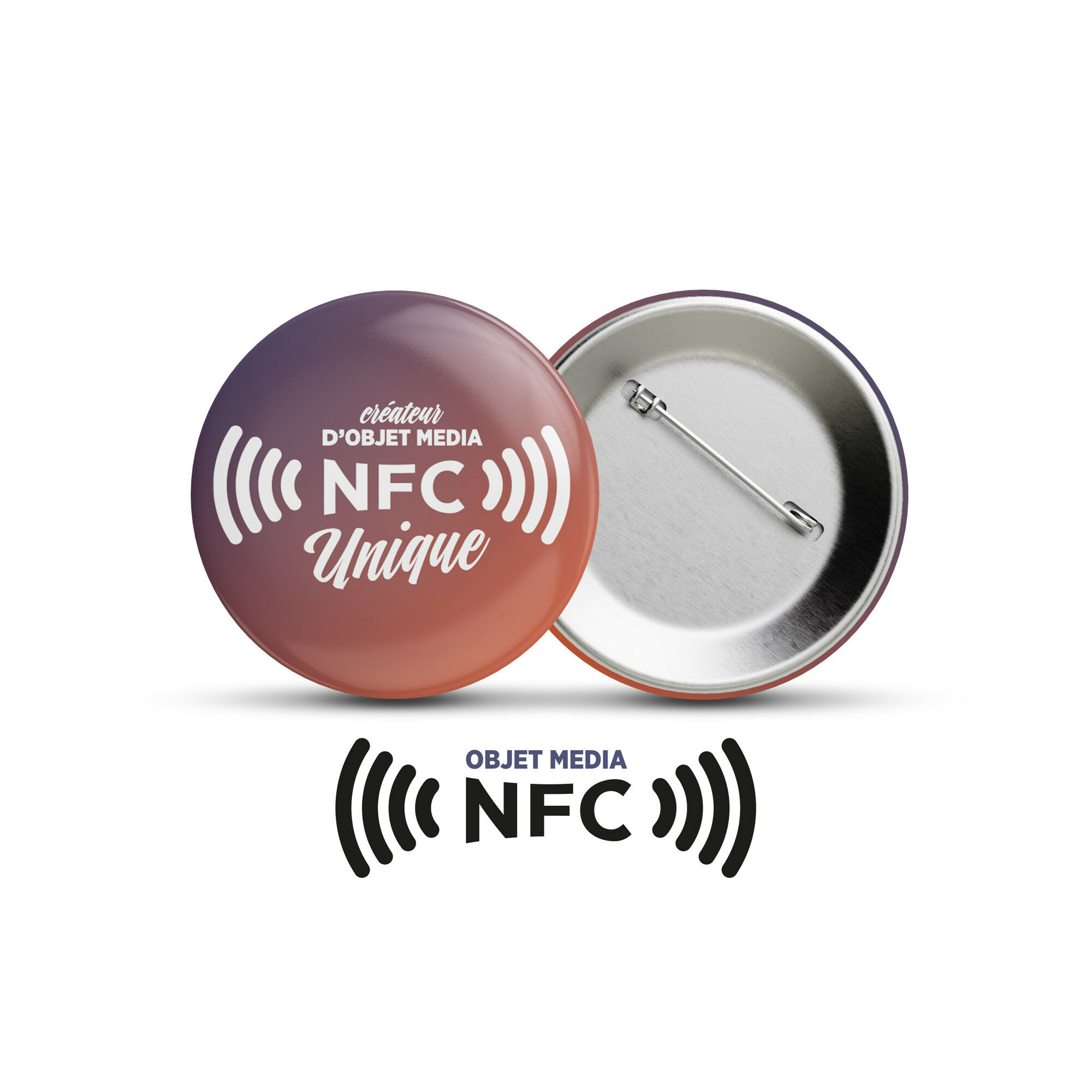 Badge bouton avec puce NFC Badge bouton avec puce NFC