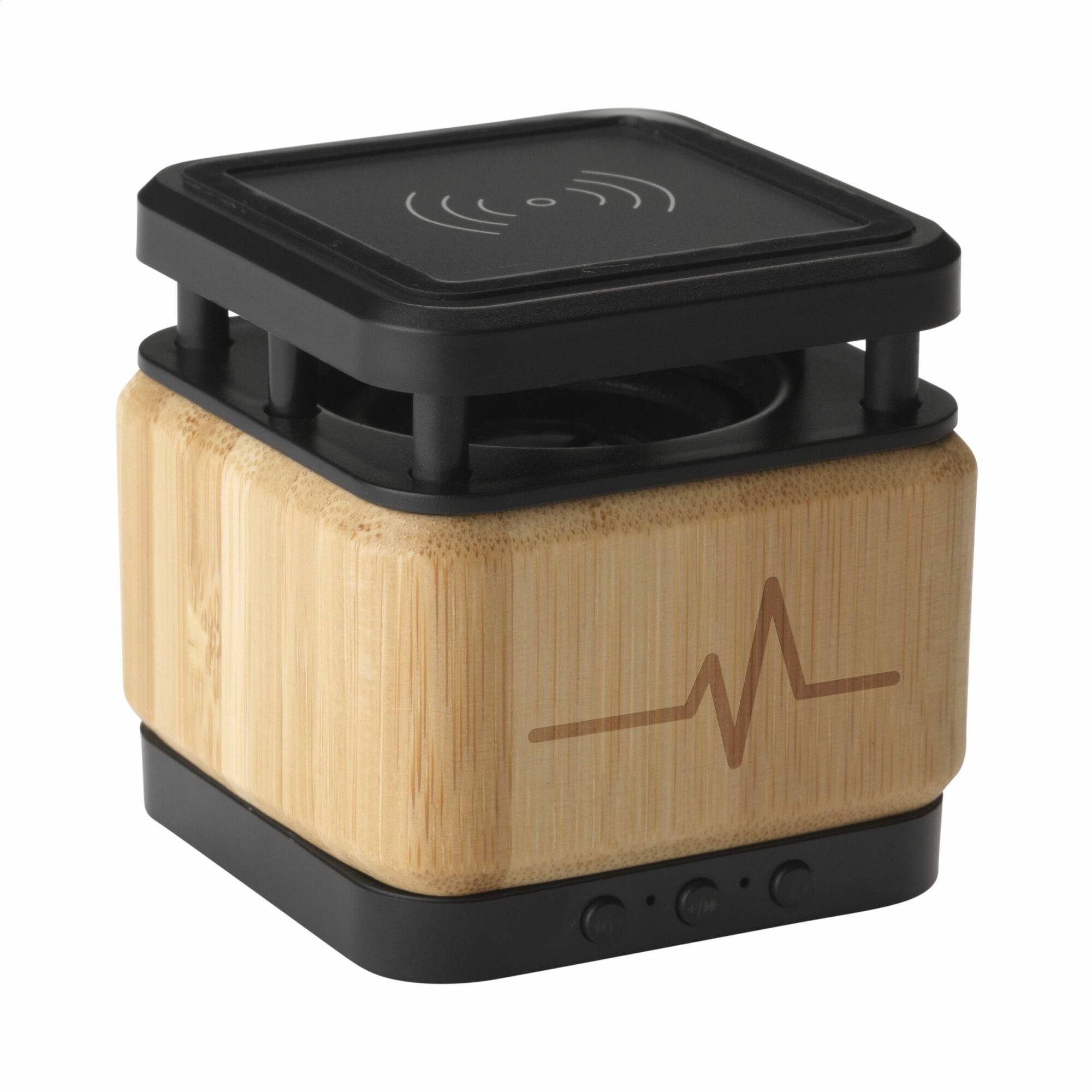 Bamboo Block Speaker avec chargeur sans fil Bamboo Block Speaker avec chargeur sans fil