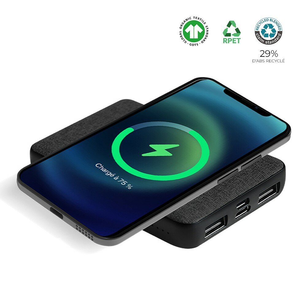Batterie de secours induction RPET et Chanvre 5 000mAh Blaupunkt Batterie de secours induction RPET et Chanvre 5 000mAh Blaupunkt