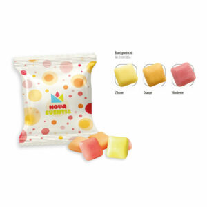 Bonbons fruités à mâcher en sachet, 5 pièces