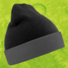 Bonnet en polyester recyclé avec rabat contrasté Result Recycled Black Compass Beanie