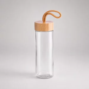 Bouteille en verre de 420 ml et bouchon en bambou ZEN SMALL.