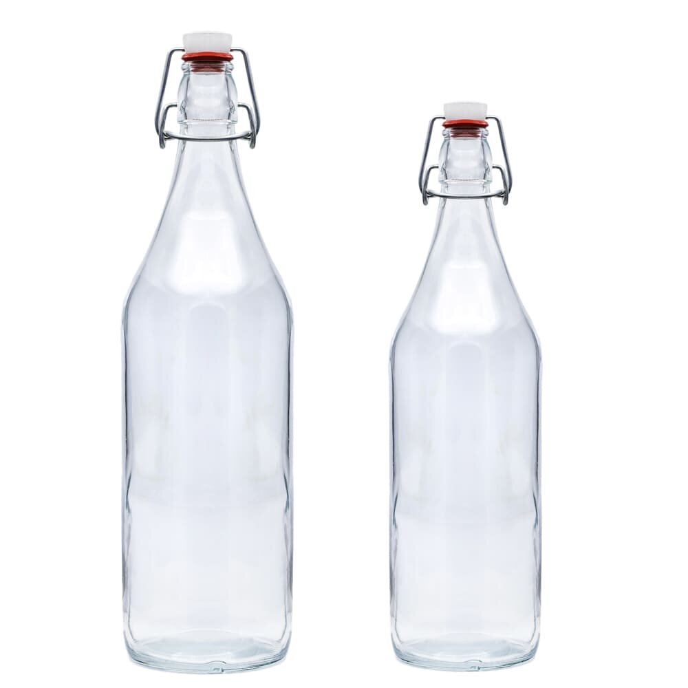 Bouteille en verre RETRO LISA, avec bouchon mécanique Bouteille en verre RETRO LISA, avec bouchon mécanique