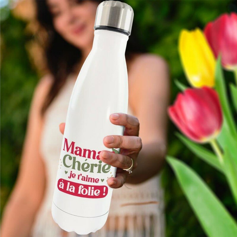Bouteille Isotherme Maman Chérie Je t'aime à la Folie Bouteille Isotherme Maman Chérie Je t'aime à la Folie