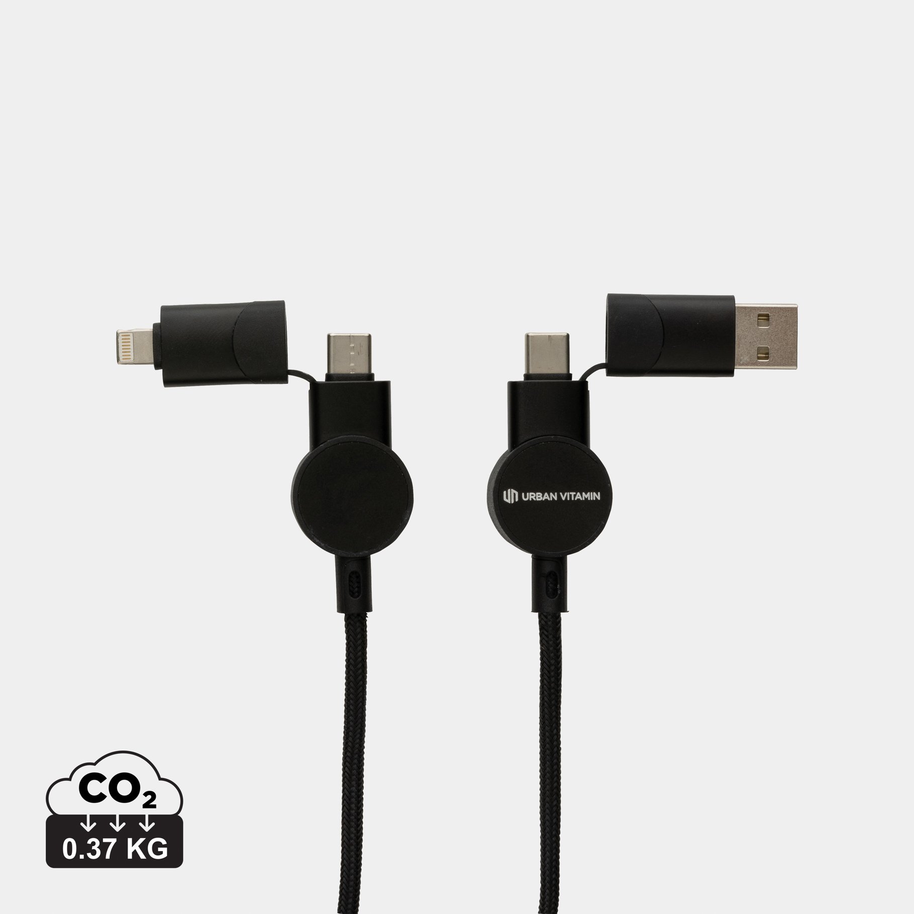 Câble Oakland 6-in-1 à charge 45W en plastique recyclé RCS Câble Oakland 6-in-1 à charge 45W en plastique recyclé RCS