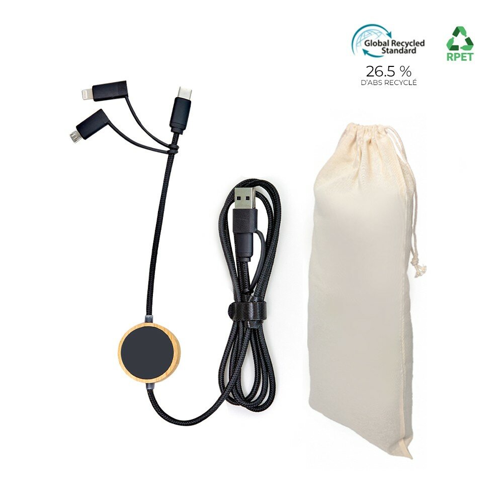 Câble recyclé 5-en-1 avec LED Bluetech Câble recyclé 5-en-1 avec LED Bluetech