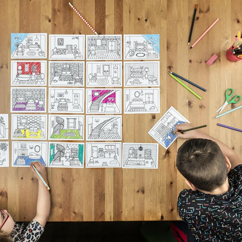 Carnet de 24 Cartes de Coloriage Maison Carnet de 24 Cartes de Coloriage Maison