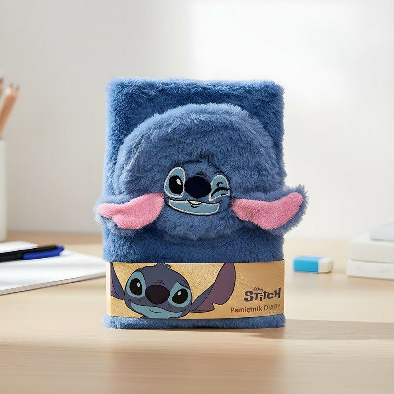 Carnet de Notes Stitch Disney Fourrure Bleue et Poche Avant Zippée Carnet de Notes Stitch Disney Fourrure Bleue et Poche Avant Zippée