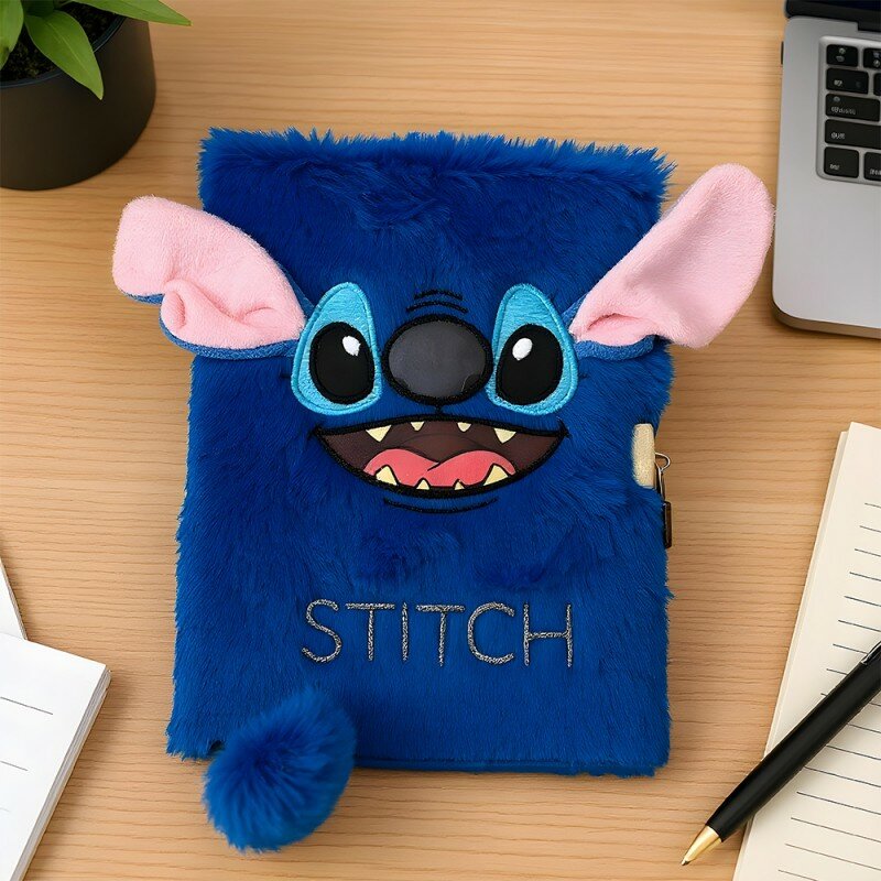 Carnet Secret Stitch 3D Disney Fourrure Bleue et Pompon Carnet Secret Stitch 3D Disney Fourrure Bleue et Pompon