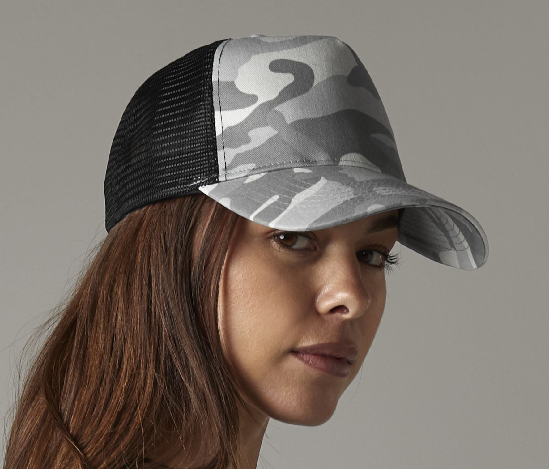 Casquette 5 pans américaine camouflage Beechfield Camo Snapback Trucker Casquette 5 pans américaine camouflage Beechfield Camo Snapback Trucker